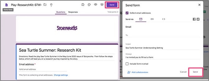 click send to send forms to students
