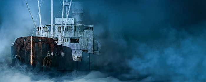 old ship named Baychimo on foggy water