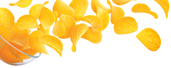 A bowl of chips falling