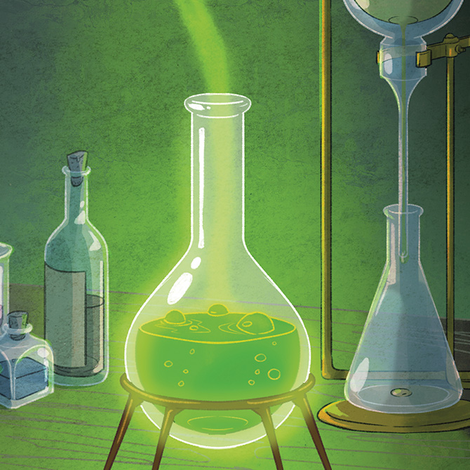 Enlargeable Illustration of a flask with green liquid inside