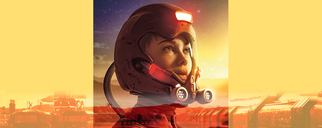 Image of a kid wearing future Space head gear
