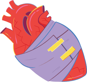 Illustration of a heart wrapped in a bandage