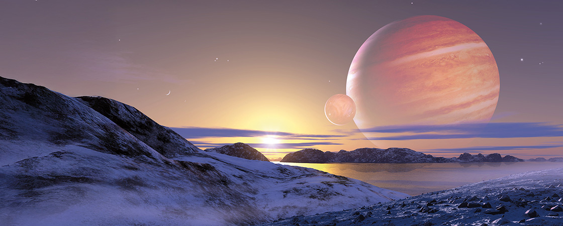 Image of a planet and a moon