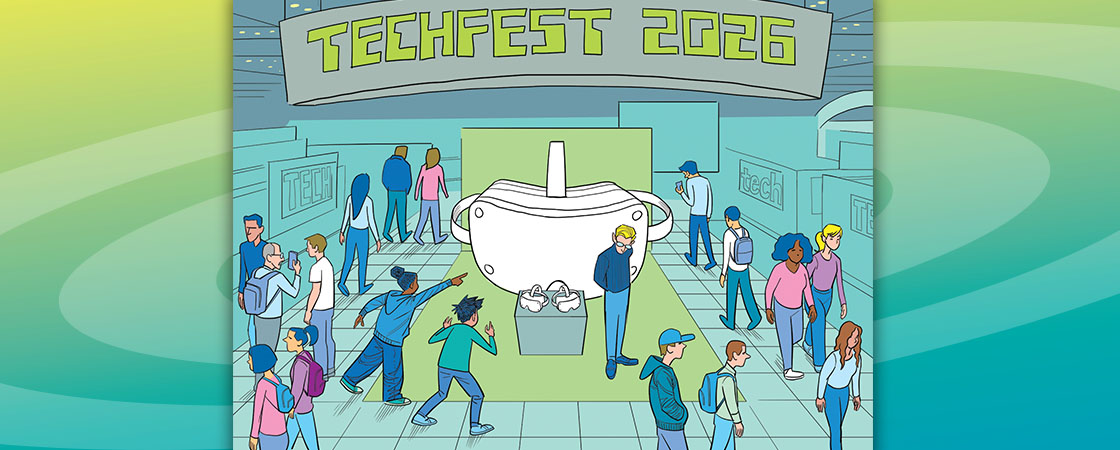 Illustration of two teens at TechFest 2026