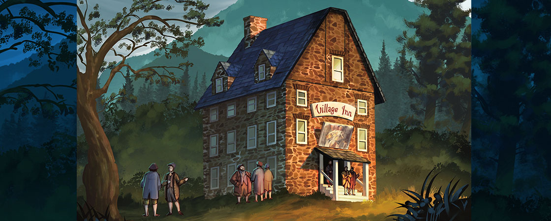 Illustration of people at the Village Inn