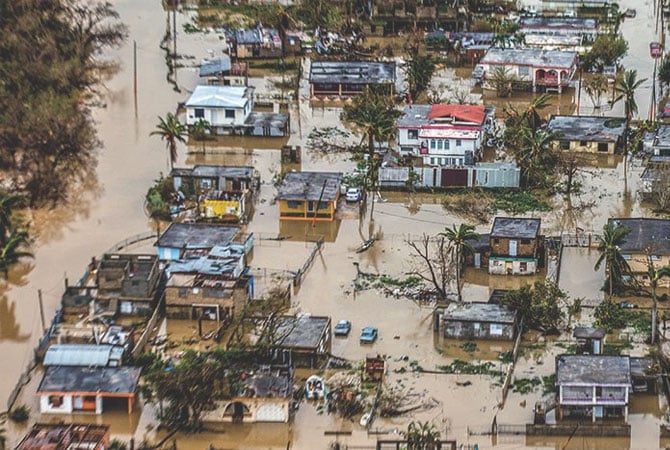 A flooded neighborhood